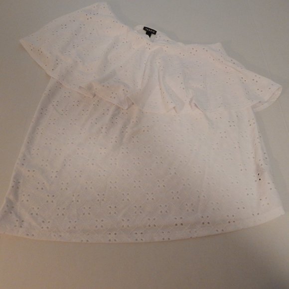 Torrid One Shoulder Eyelet Ruffle Top - Picture 2 of 4
